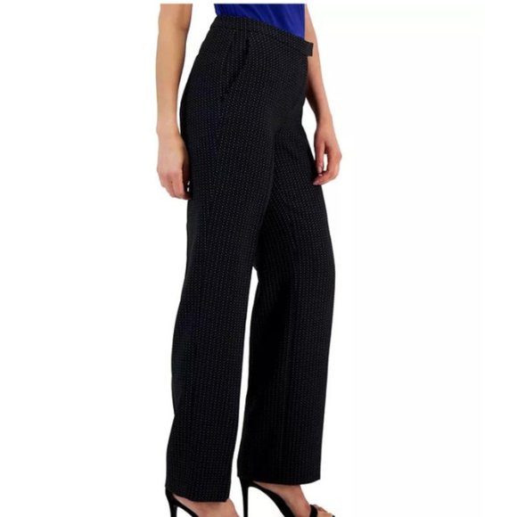 Kasper NWT Women's Navy/White Dot Jacquard Ankle Pants, Size 18 - Picture 3 of 6